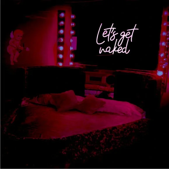 Let’s Get Naked Neon Pink LED Light Sexy Bright Wall Decor Sign Bathroom Bedroom - Picture 2 of 6